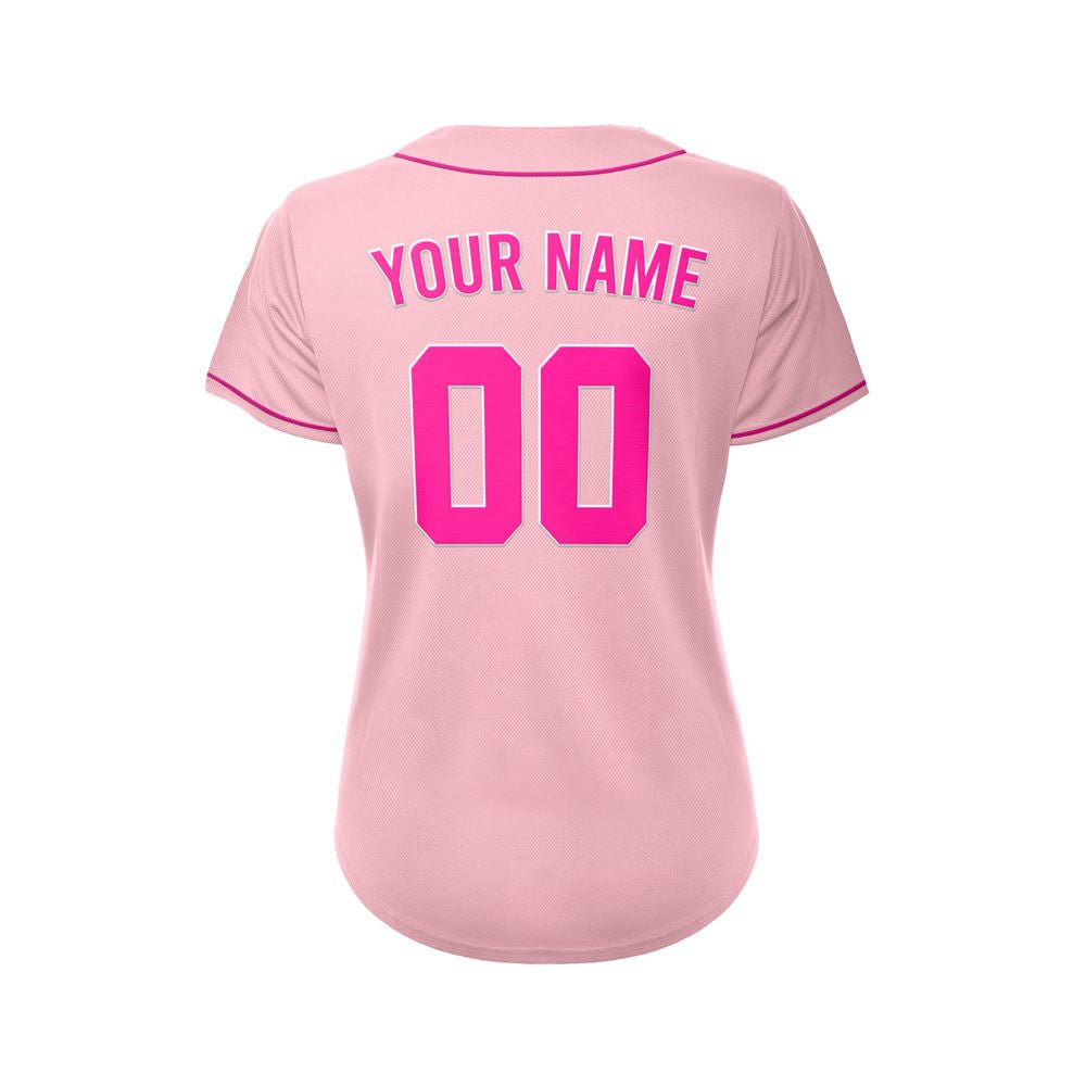 Women's Custom Pink Button Down Baseball Jersey