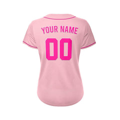 Women's Custom Pink Button Down Baseball Jersey