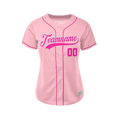 Women's Custom Pink Button Down Baseball Jersey