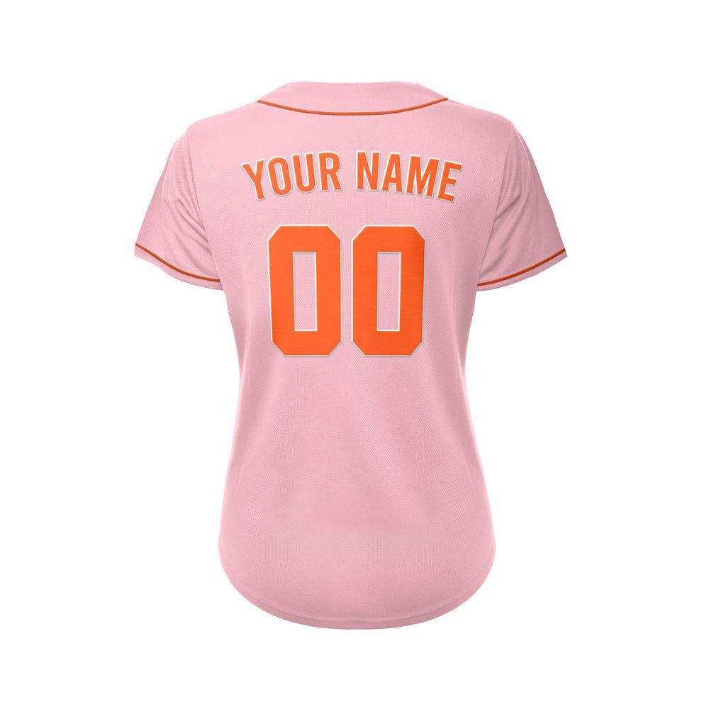 Women's Custom Pink Button Down Baseball Jersey