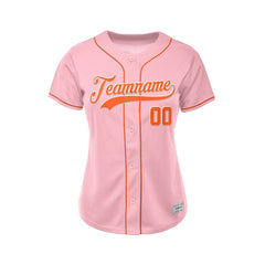 Women's Custom Pink Button Down Baseball Jersey
