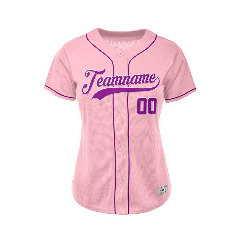 Women's Custom Pink Button Down Baseball Jersey