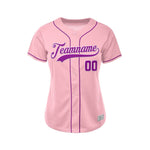 Women's Custom Pink Button Down Baseball Jersey thumbnail
