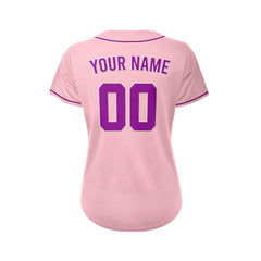 Women's Custom Pink Button Down Baseball Jersey