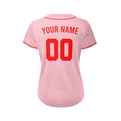 Women's Custom Pink Button Down Baseball Jersey