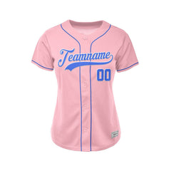 Women's Custom Pink Button Down Baseball Jersey