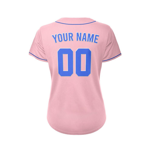 Women&#39;s Custom Pink Button Down Baseball Jersey