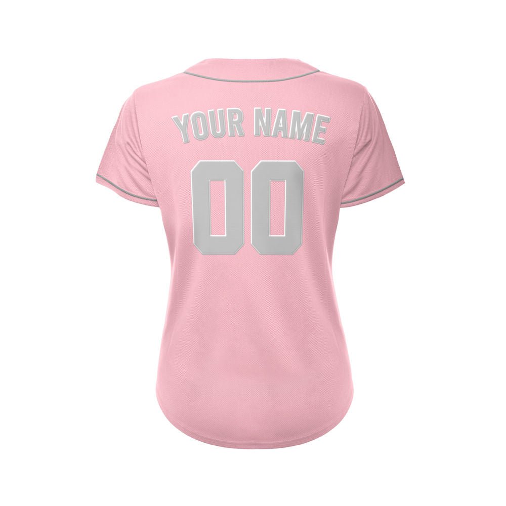 Women's Custom Pink Button Down Baseball Jersey