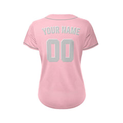 Women's Custom Pink Button Down Baseball Jersey