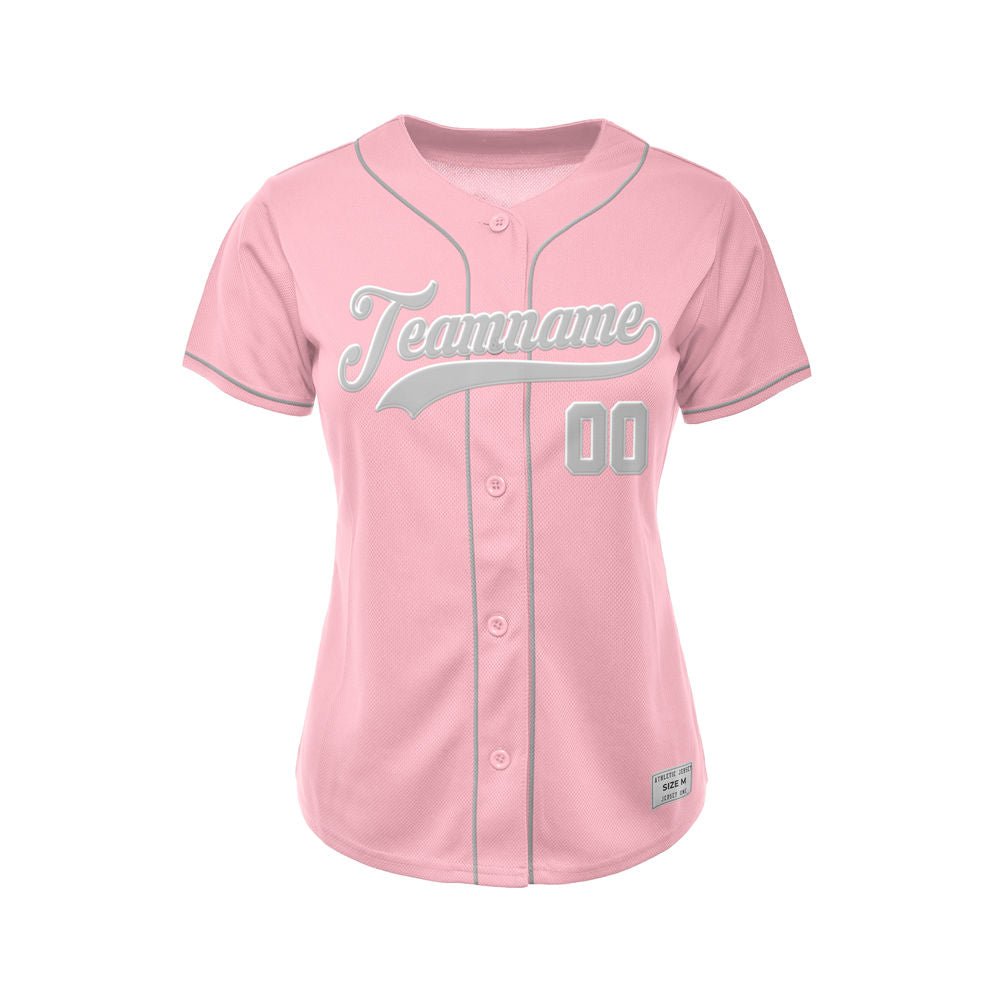 Women's Custom Pink Button Down Baseball Jersey