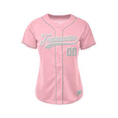 Women's Custom Pink Button Down Baseball Jersey