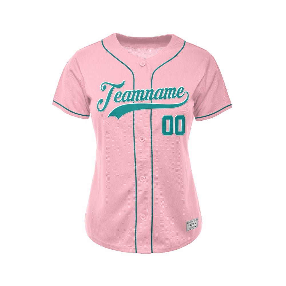 Women's Custom Pink Button Down Baseball Jersey