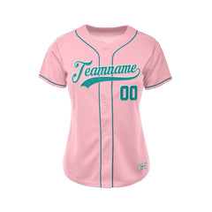 Women's Custom Pink Button Down Baseball Jersey