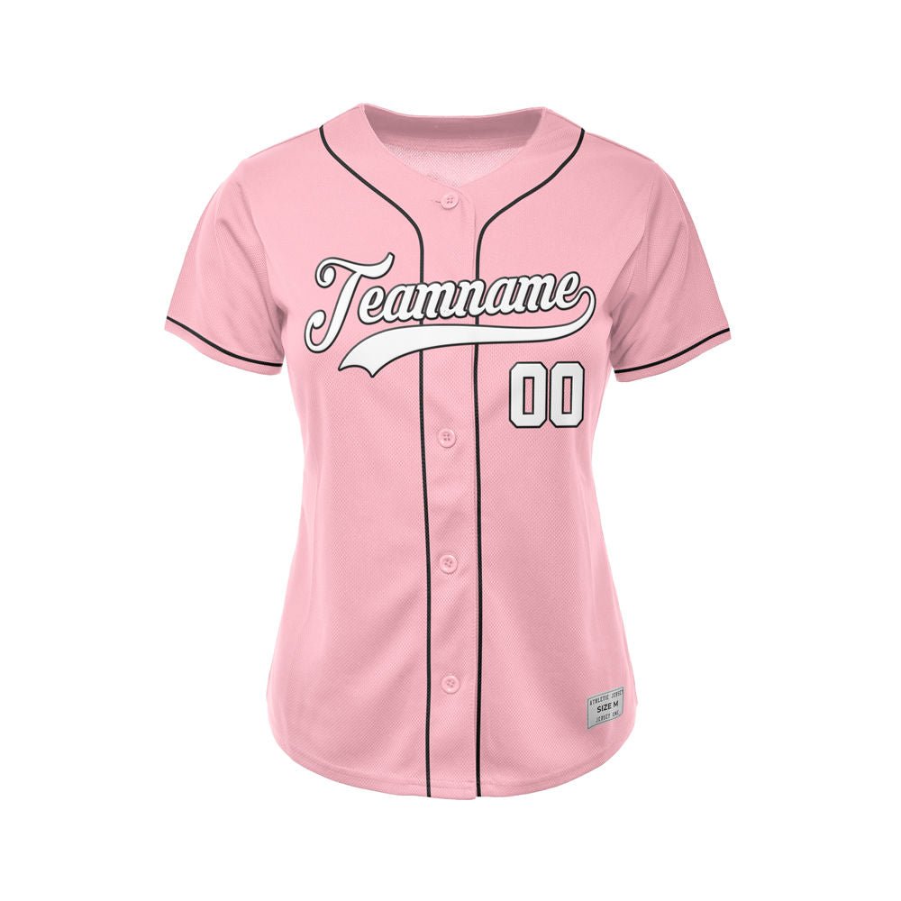 Women's Custom Pink Button Down Baseball Jersey