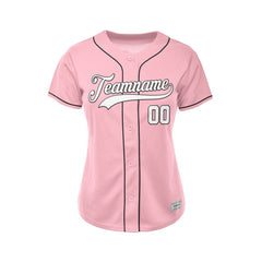 Women's Custom Pink Button Down Baseball Jersey