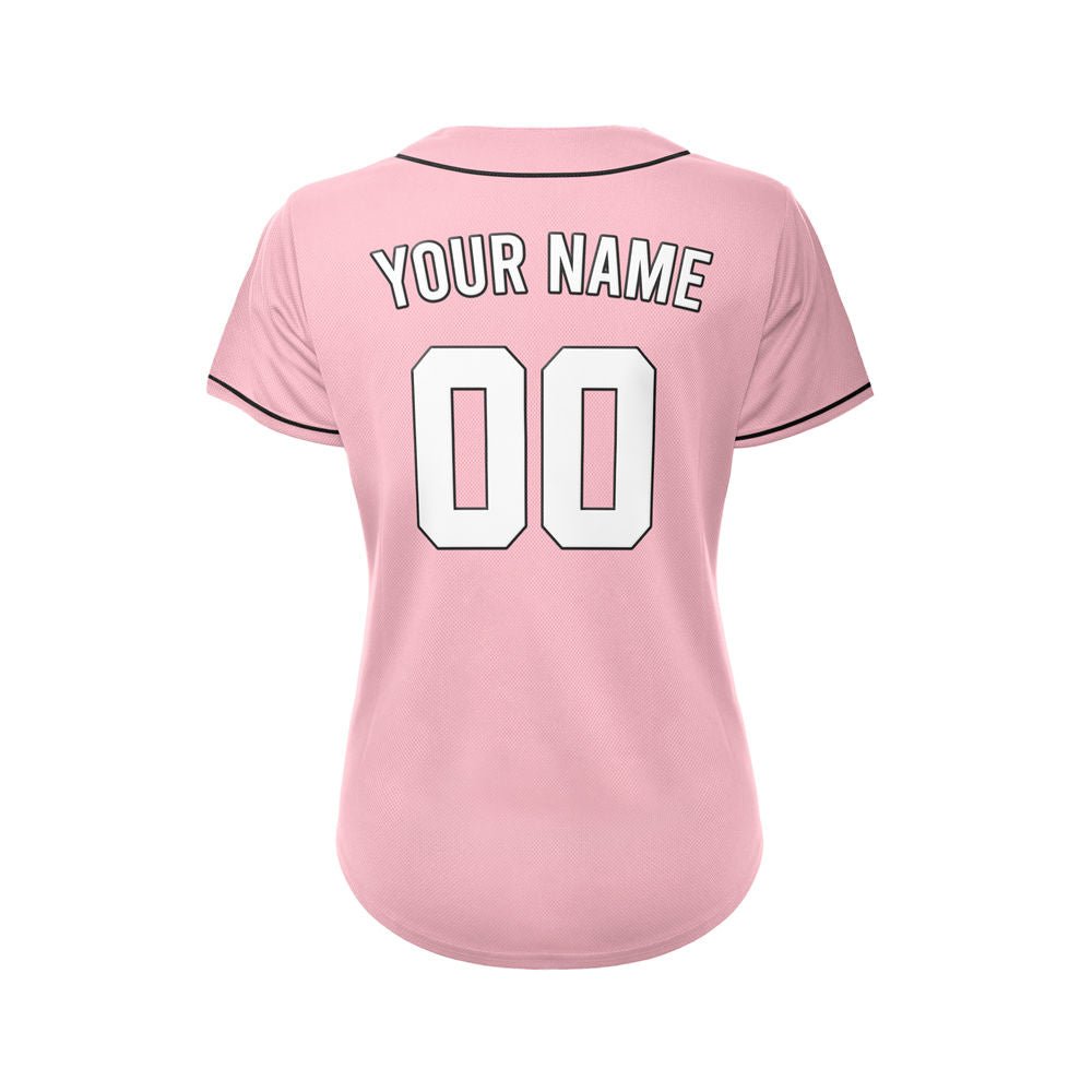 Women's Custom Pink Button Down Baseball Jersey
