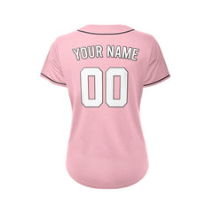 Women's Custom Pink Button Down Baseball Jersey