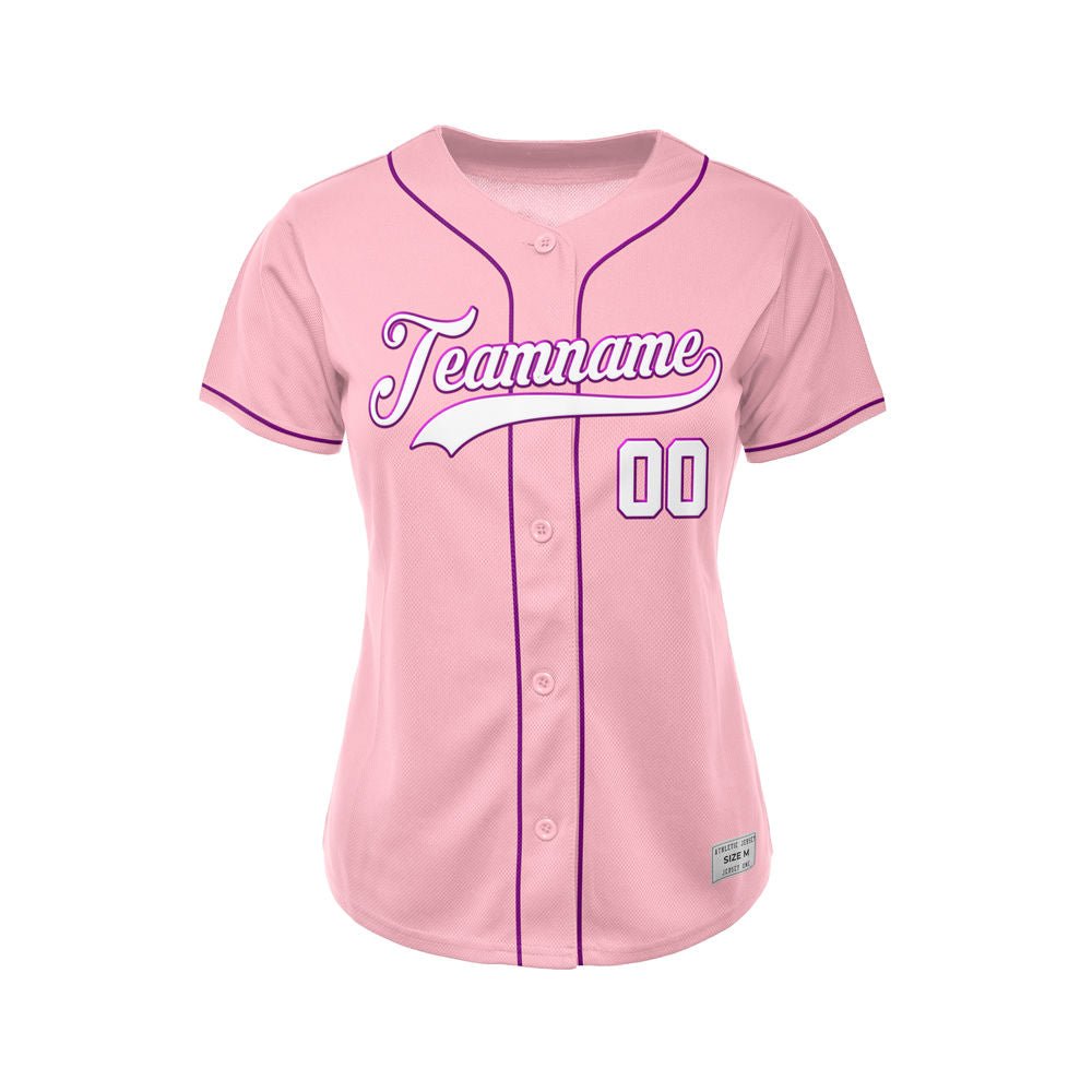 Women's Custom Pink Button Down Baseball Jersey