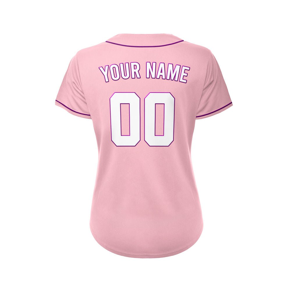 Women's Custom Pink Button Down Baseball Jersey