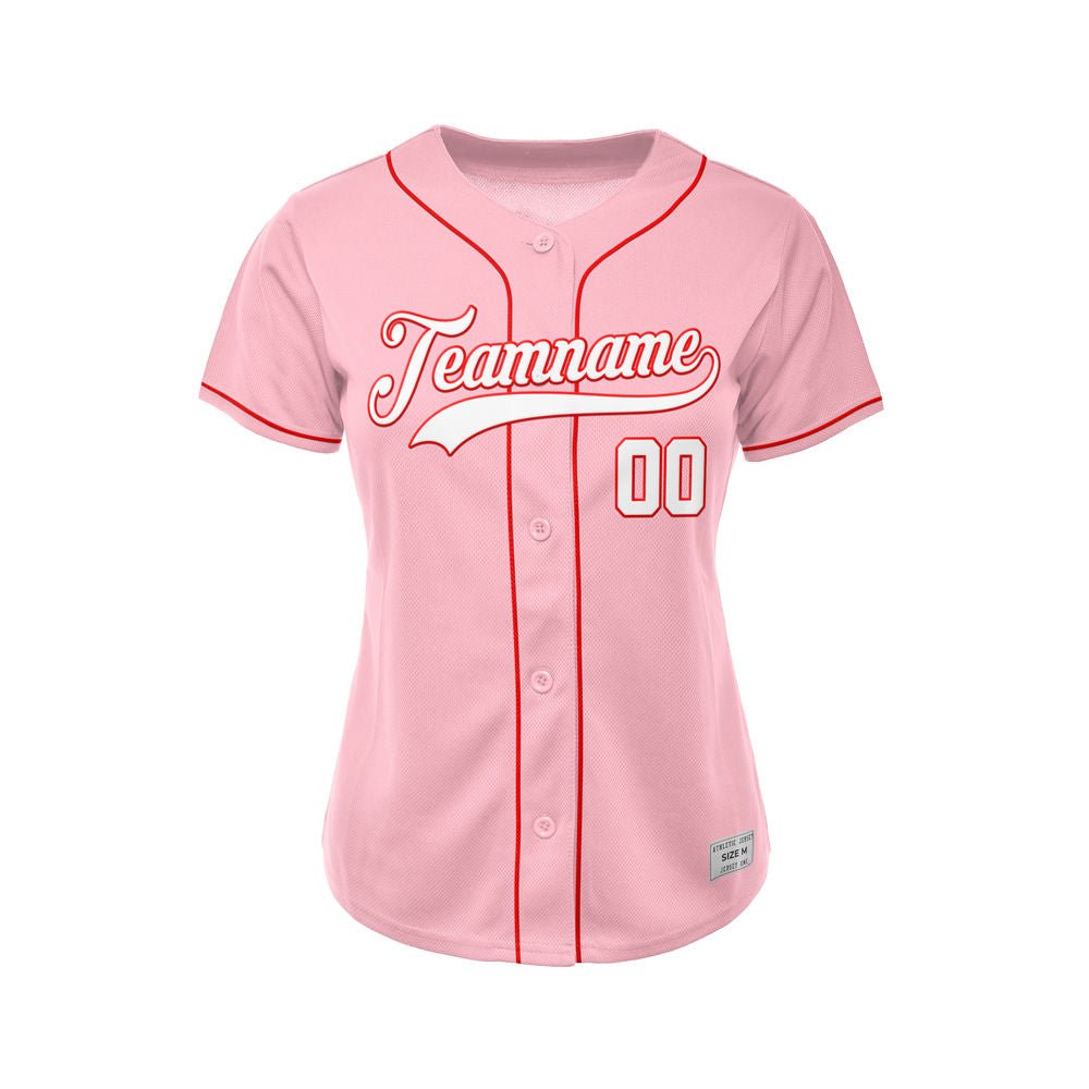 Women's Custom Pink Button Down Baseball Jersey