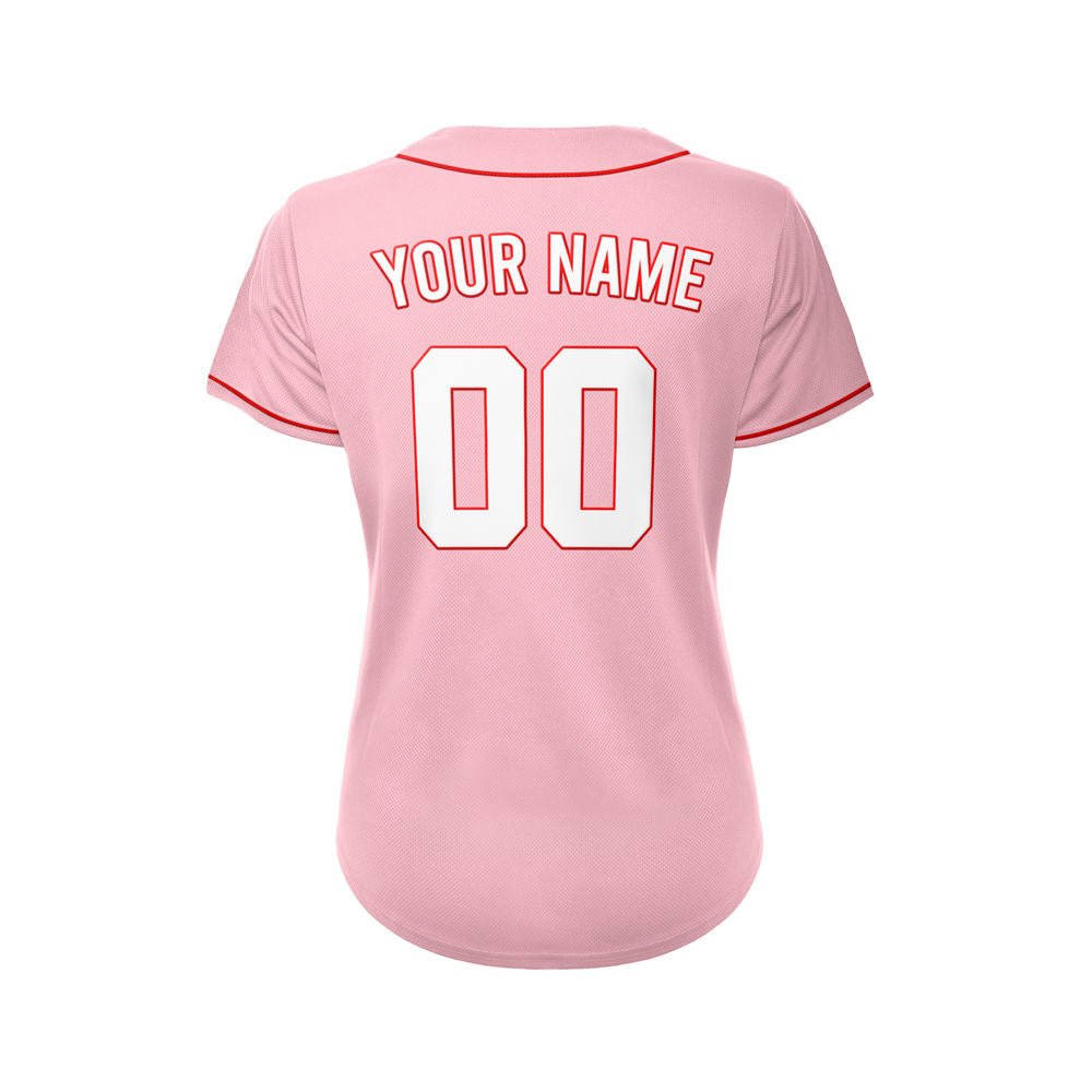Women's Custom Pink Button Down Baseball Jersey