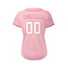 Women's Custom Pink Button Down Baseball Jersey