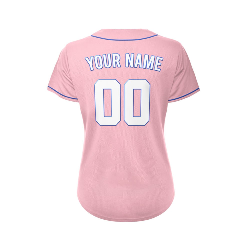Women's Custom Pink Button Down Baseball Jersey