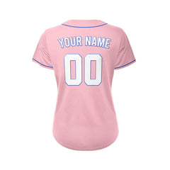 Women's Custom Pink Button Down Baseball Jersey