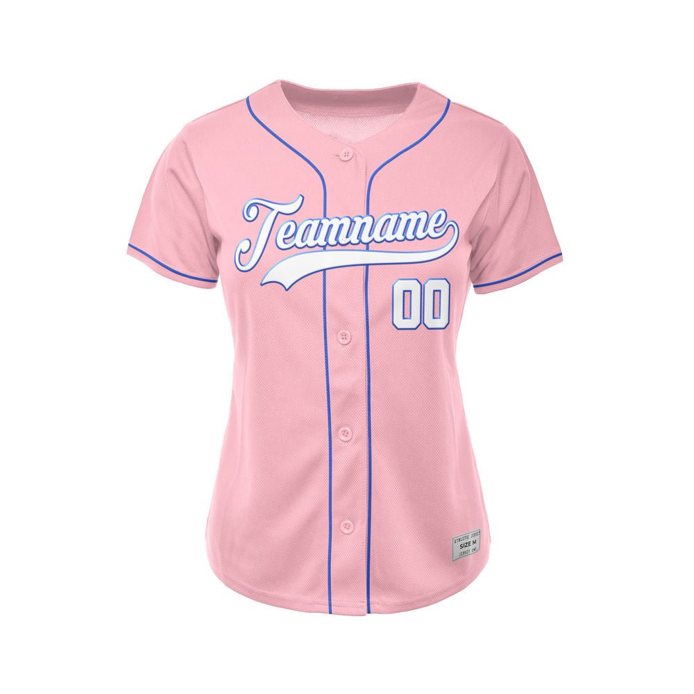 Women's Custom Pink Button Down Baseball Jersey
