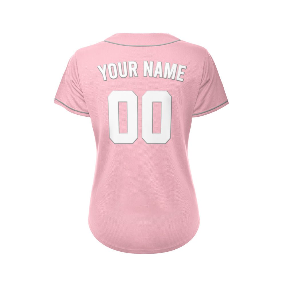 Women's Custom Pink Button Down Baseball Jersey