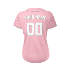 Women's Custom Pink Button Down Baseball Jersey