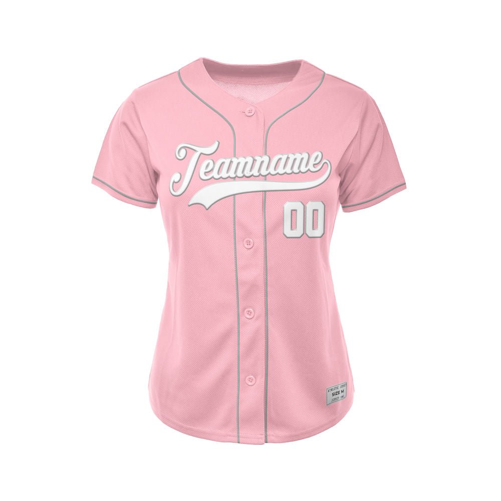 Women's Custom Pink Button Down Baseball Jersey
