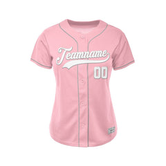 Women's Custom Pink Button Down Baseball Jersey