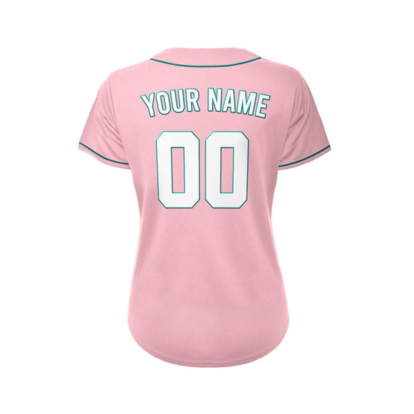 Women&#39;s Custom Pink Button Down Baseball Jersey