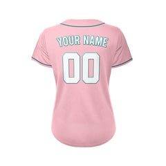 Women's Custom Pink Button Down Baseball Jersey