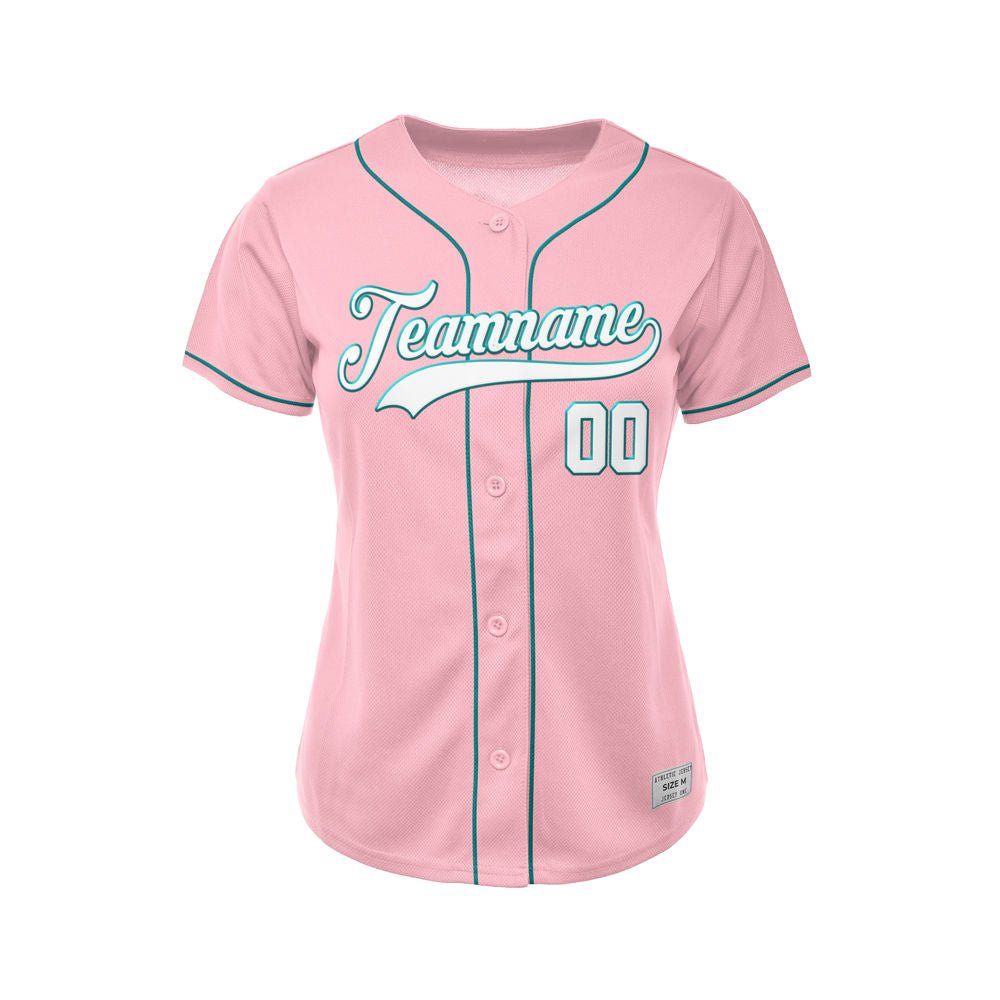 Women's Custom Pink Button Down Baseball Jersey