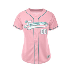 Women's Custom Pink Button Down Baseball Jersey