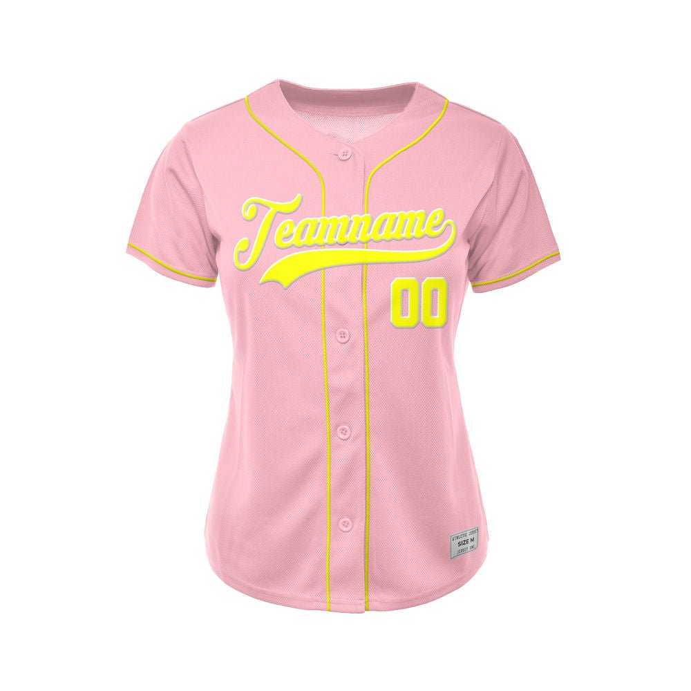 Women's Custom Pink Button Down Baseball Jersey