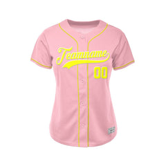Women's Custom Pink Button Down Baseball Jersey