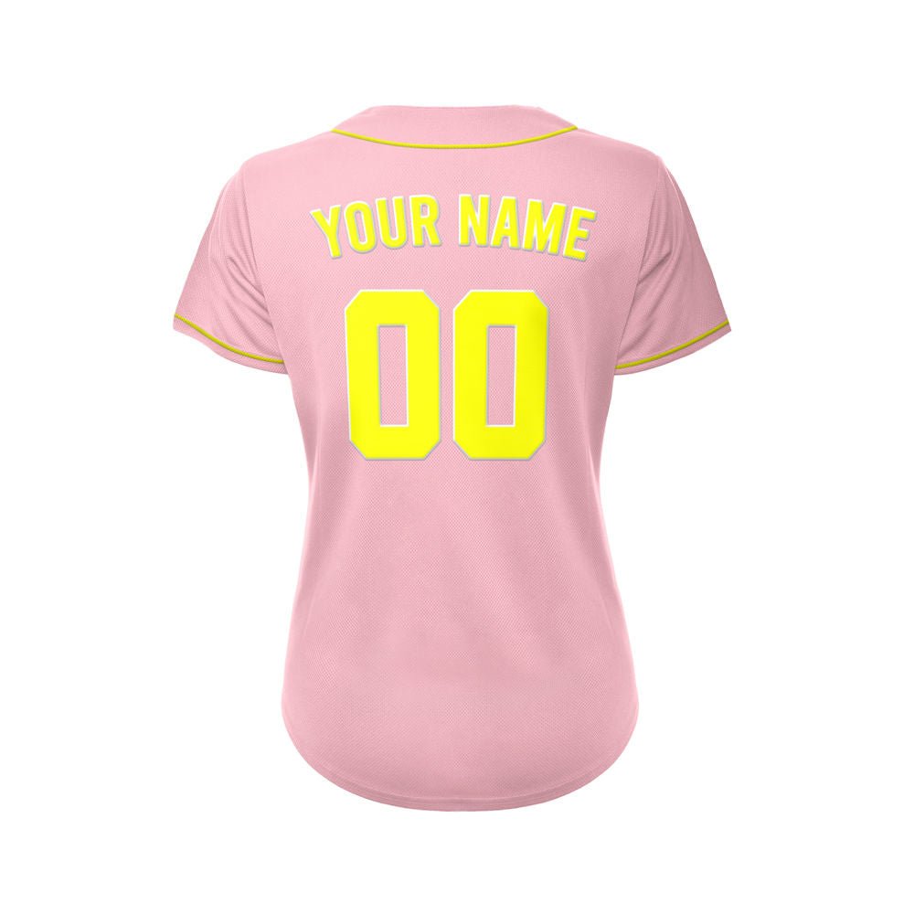Women's Custom Pink Button Down Baseball Jersey