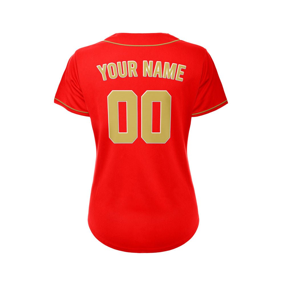 Women's Custom Red Button Down Baseball Jersey