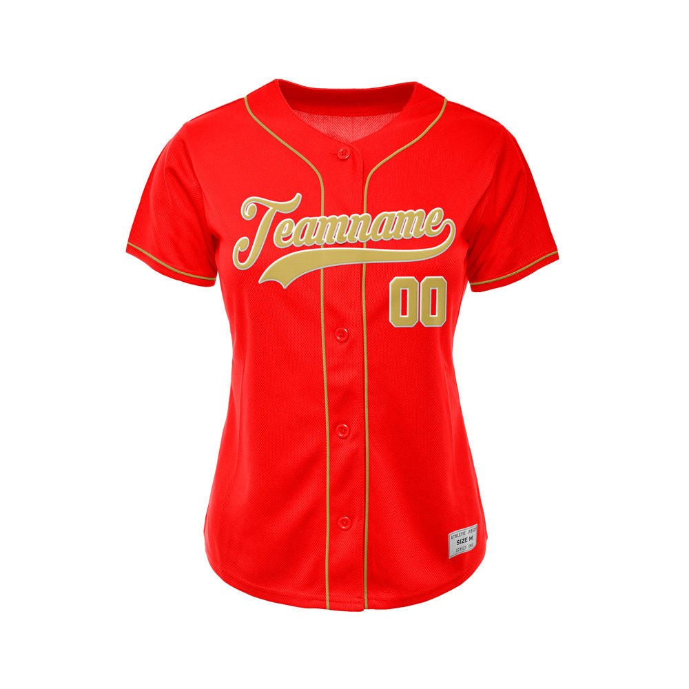 Women's Custom Red Button Down Baseball Jersey