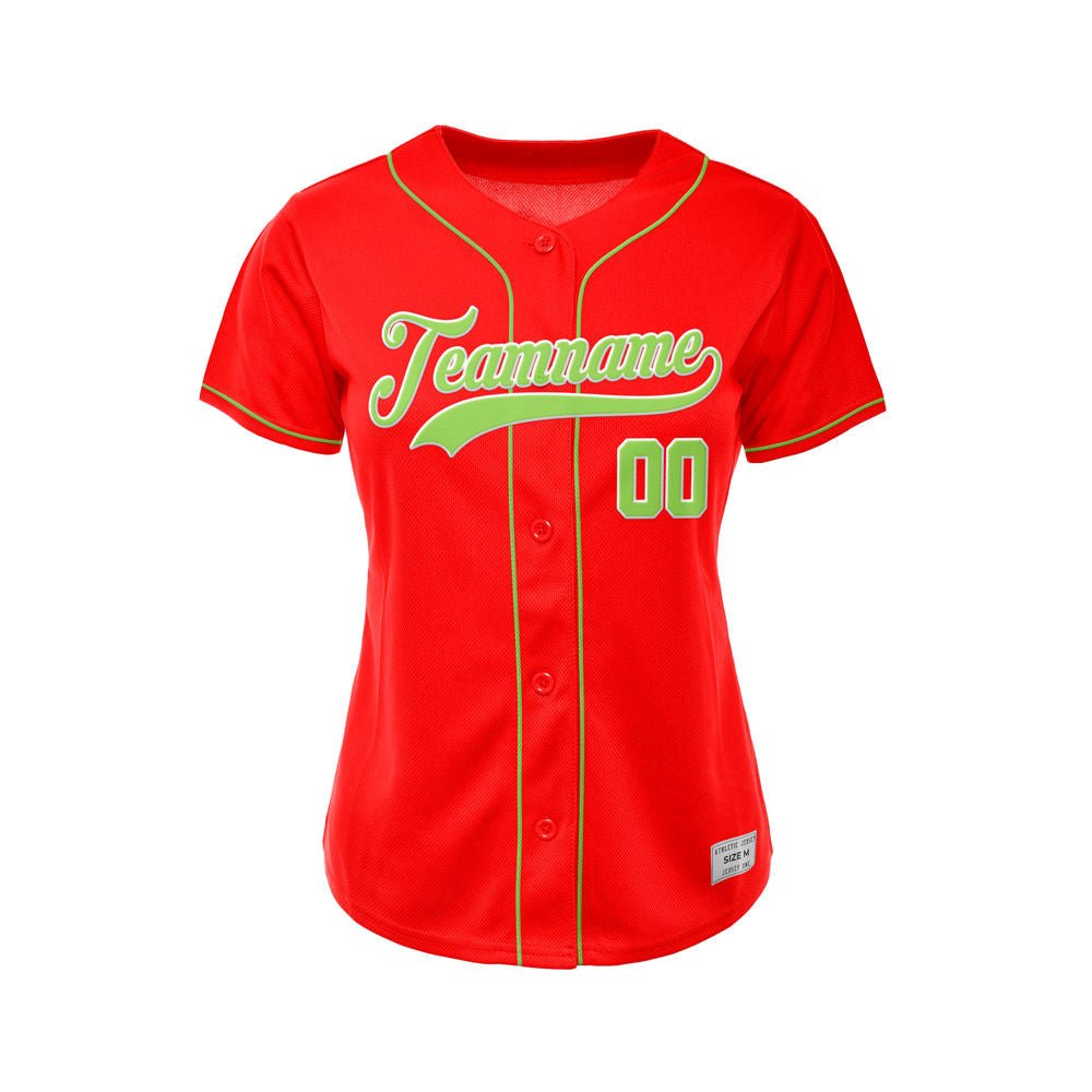 Women's Custom Red Button Down Baseball Jersey