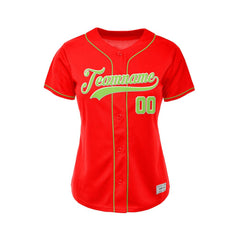 Women's Custom Red Button Down Baseball Jersey