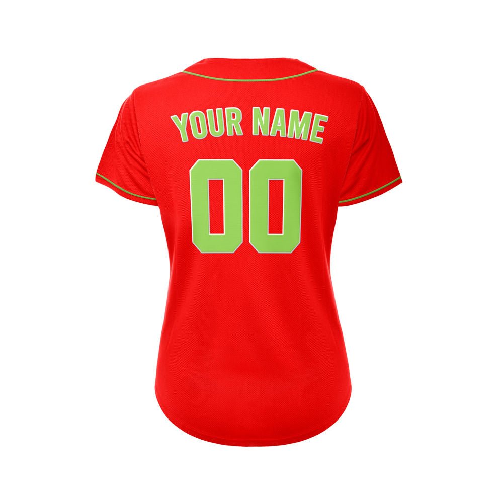 Women's Custom Red Button Down Baseball Jersey