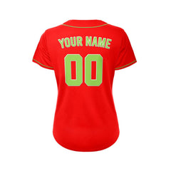 Women's Custom Red Button Down Baseball Jersey
