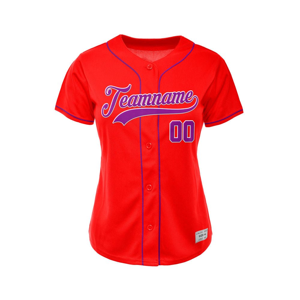 Women's Custom Red Button Down Baseball Jersey