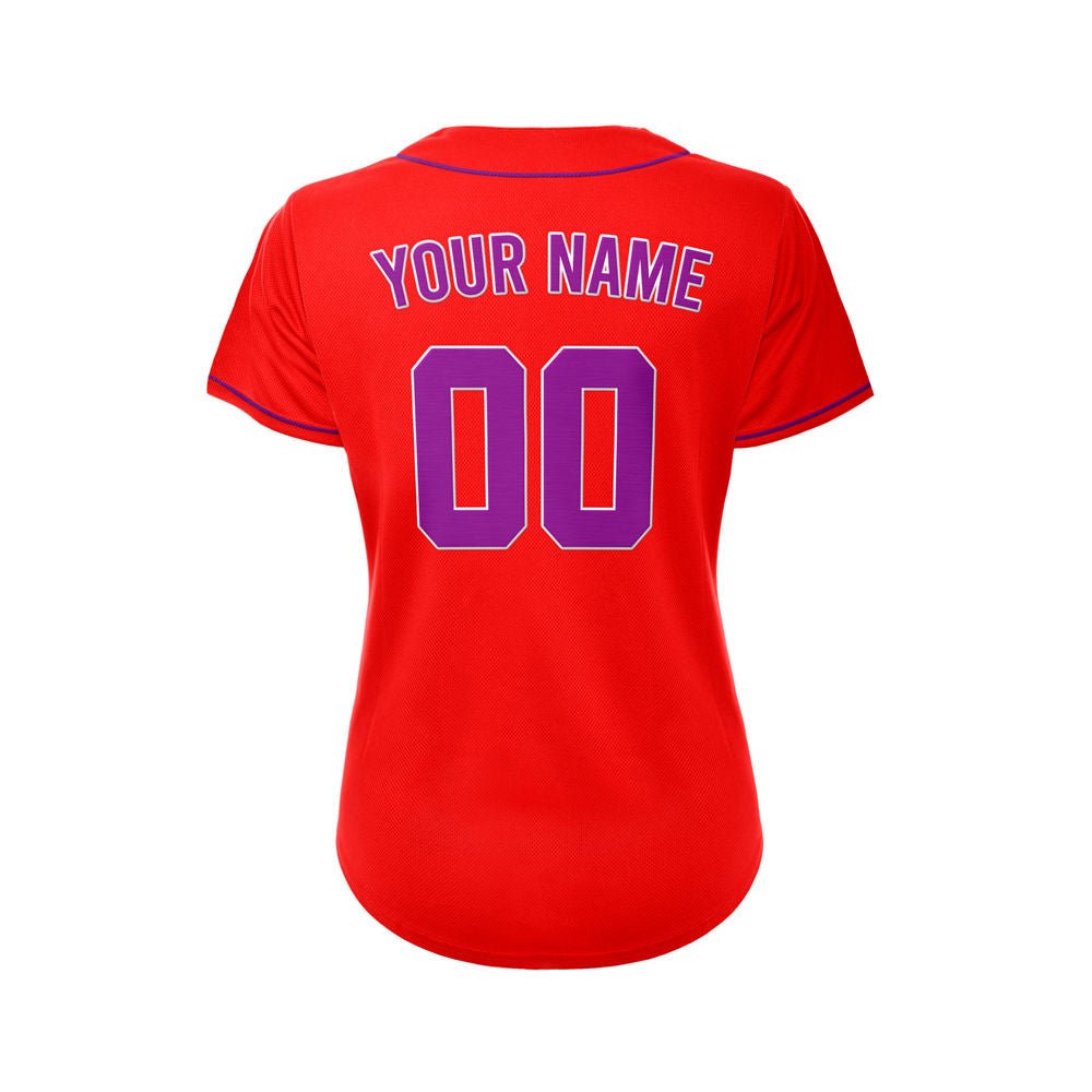 Women's Custom Red Button Down Baseball Jersey