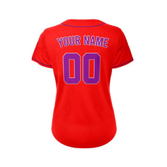 Women's Custom Red Button Down Baseball Jersey