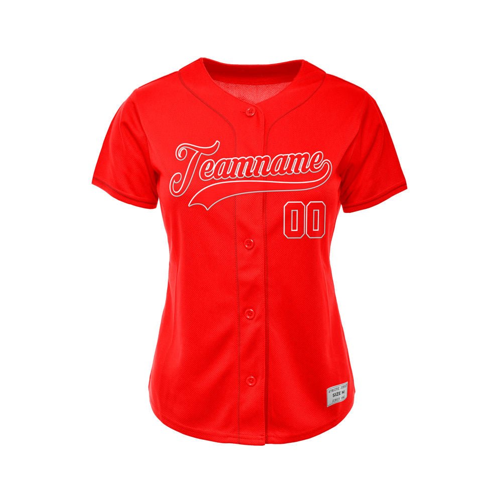 Women's Custom Red Button Down Baseball Jersey